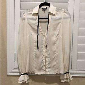 Vintage Bebe Peasant Blouse with tie neck